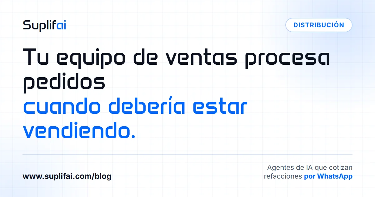 Tu equipo de ventas procesa pedidos: cuando debería estar vendiendo. — Suplifai