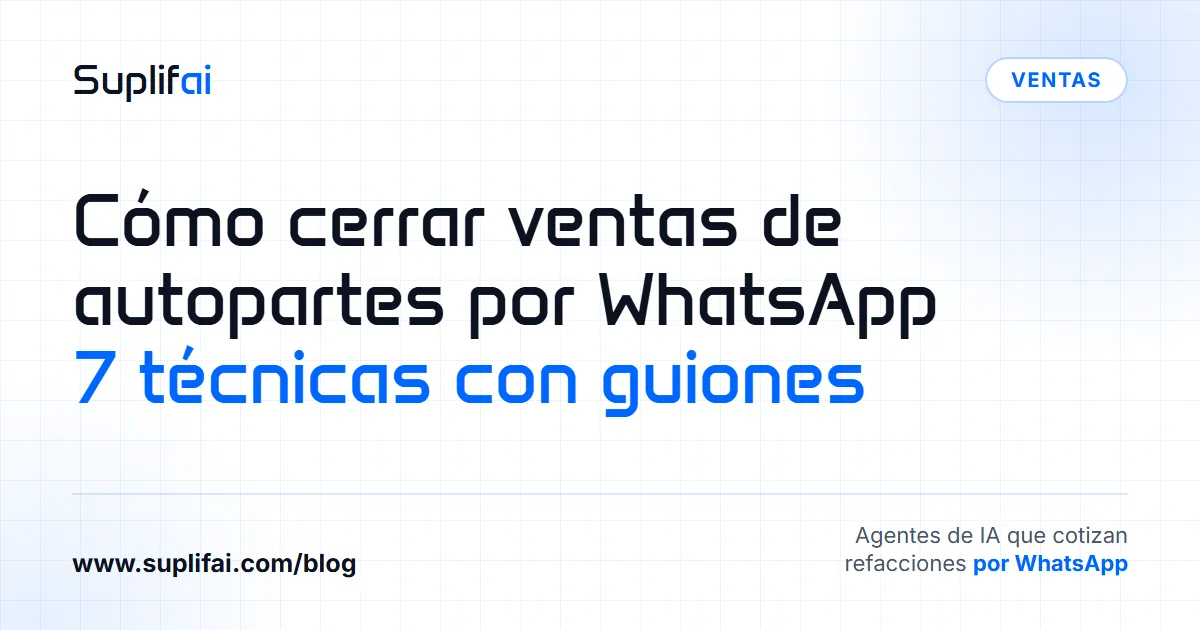 Cómo cerrar ventas de autopartes por WhatsApp: 7 técnicas con guiones — Suplifai