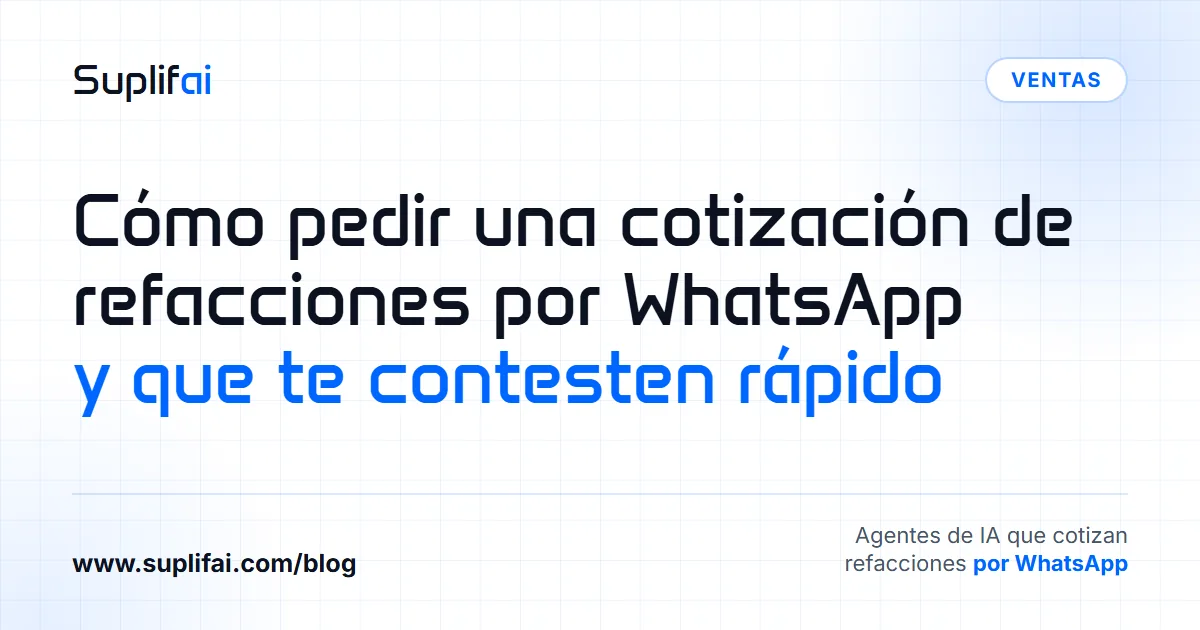 Cómo pedir una cotización de refacciones por WhatsApp: y que te contesten rápido — Suplifai