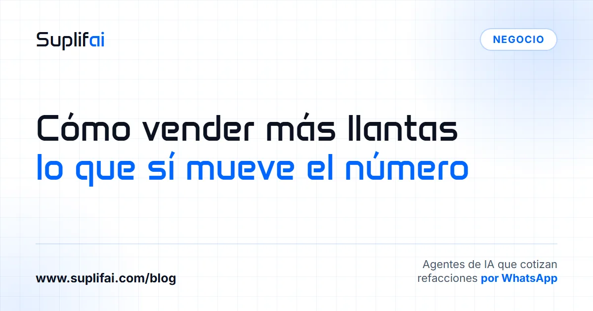 Cómo vender más llantas: lo que sí mueve el número — Suplifai