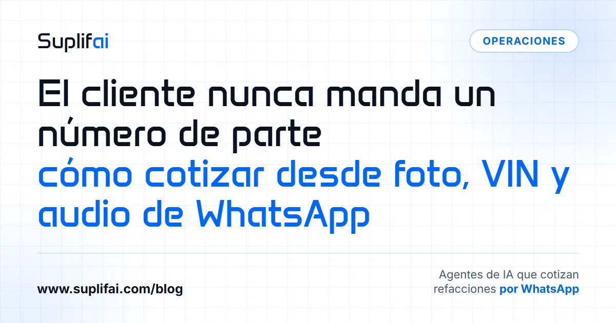 El cliente nunca manda un número de parte: cómo cotizar desde foto, VIN y audio de WhatsApp — Suplifai