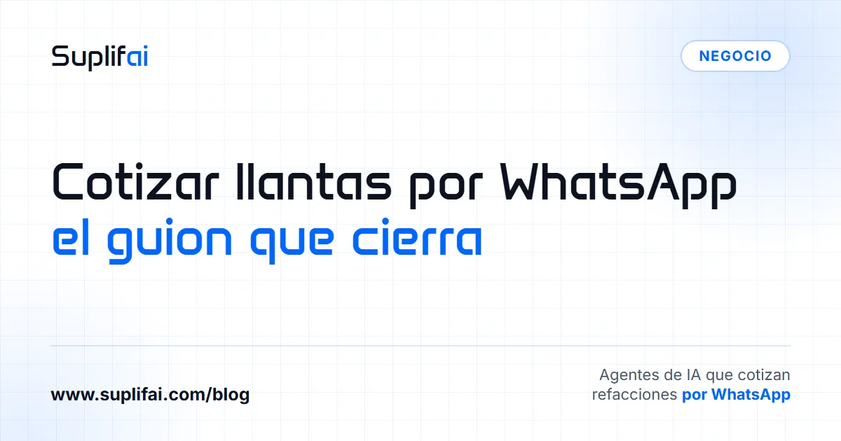 Cotizar llantas por WhatsApp: el guion que cierra — Suplifai