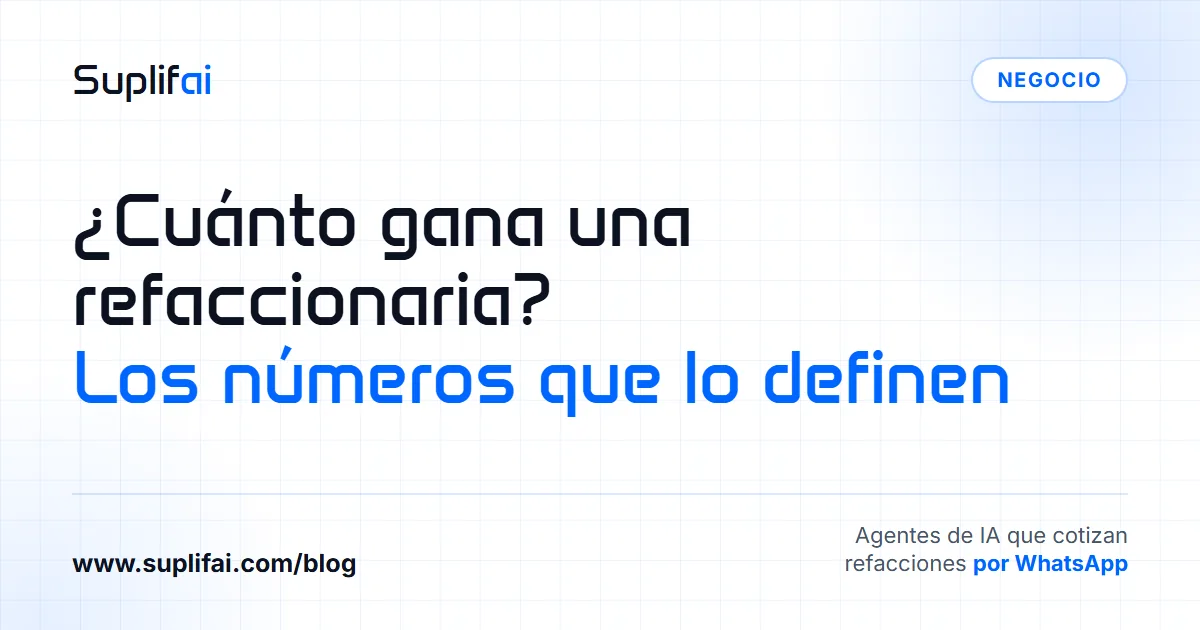 ¿Cuánto gana una refaccionaria? Los números que lo definen — Suplifai