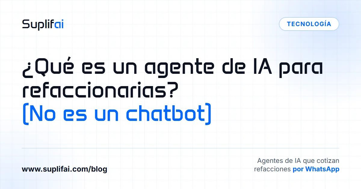 ¿Qué es un agente de IA para refaccionarias?: (No es un chatbot) — Suplifai