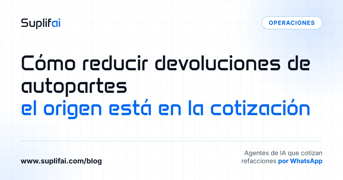 Cómo reducir devoluciones de autopartes: el origen está en la cotización — Suplifai