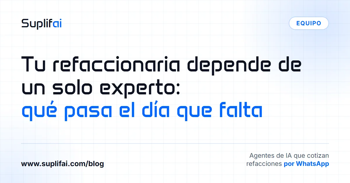 Tu refaccionaria depende de un solo experto: qué pasa el día que falta | Suplifai