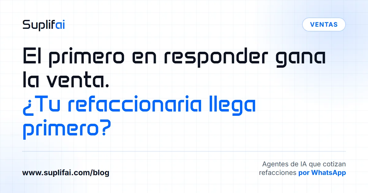 El primero en responder gana la venta.: ¿Tu refaccionaria llega primero? — Suplifai