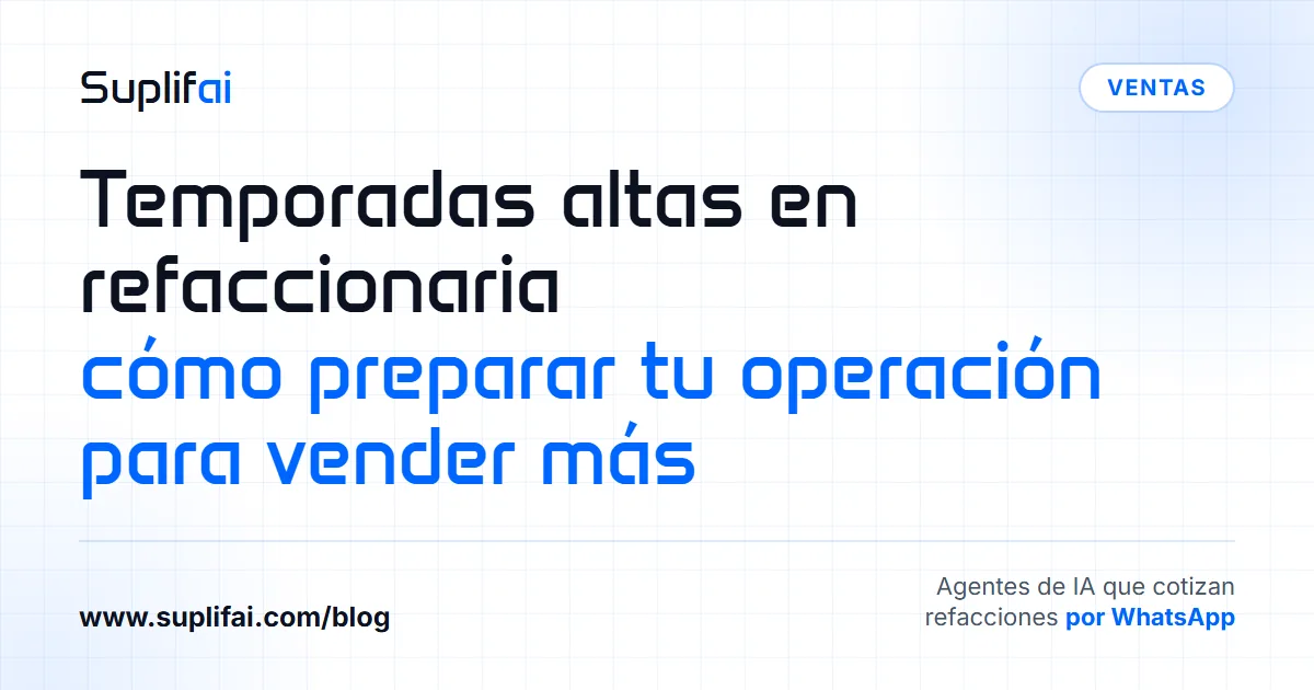 Temporadas altas en refaccionaria: cómo preparar tu operación para vender más — Suplifai