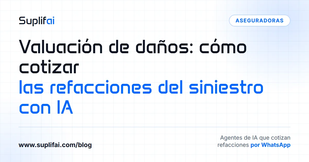 Valuación de daños: cómo cotizar: las refacciones del siniestro con IA — Suplifai