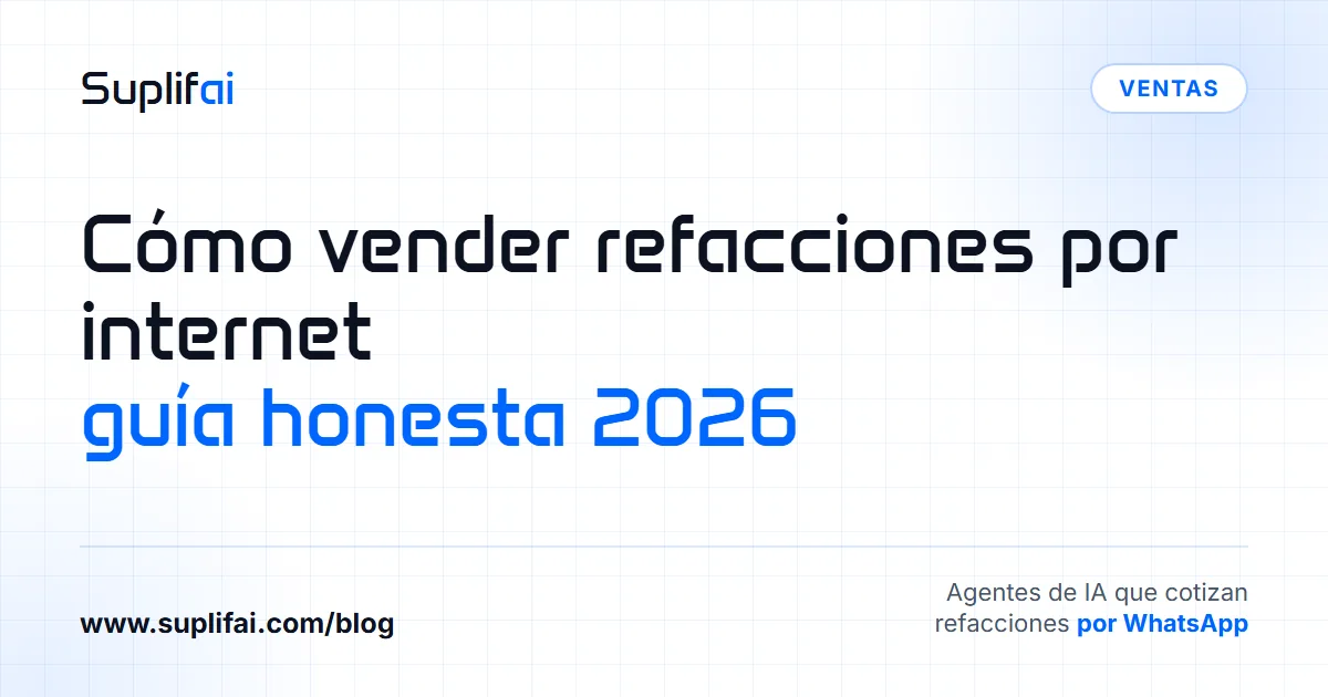Cómo vender refacciones por internet: guía honesta 2026 — Suplifai