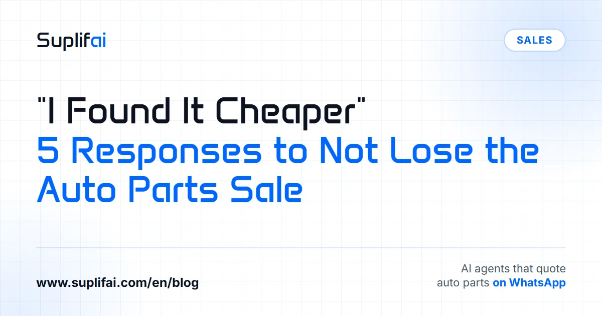 "I Found It Cheaper": 5 Responses to Not Lose the Auto Parts Sale — Suplifai