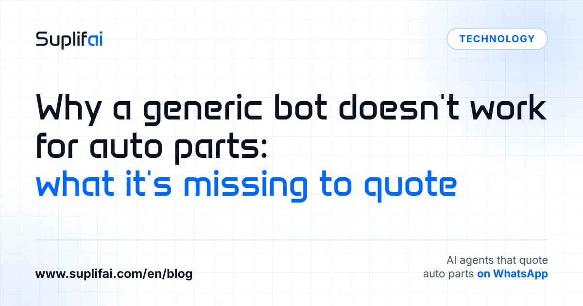 Why a generic bot doesn't work for auto parts: what it's missing to quote | Suplifai