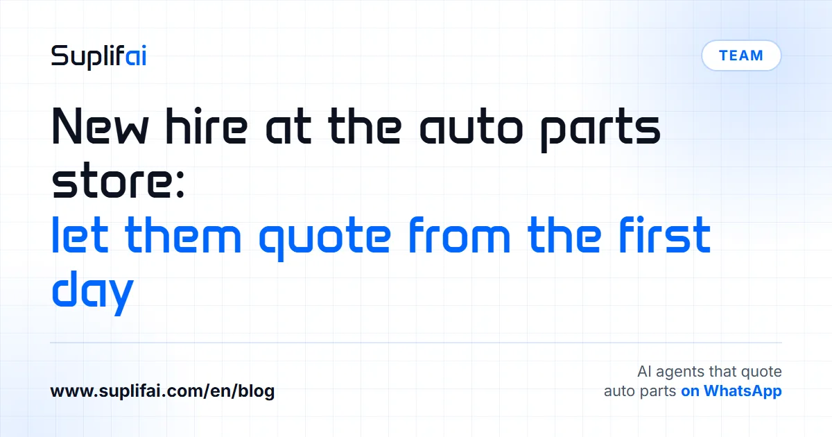 New hire at the auto parts store: let them quote from the first day | Suplifai