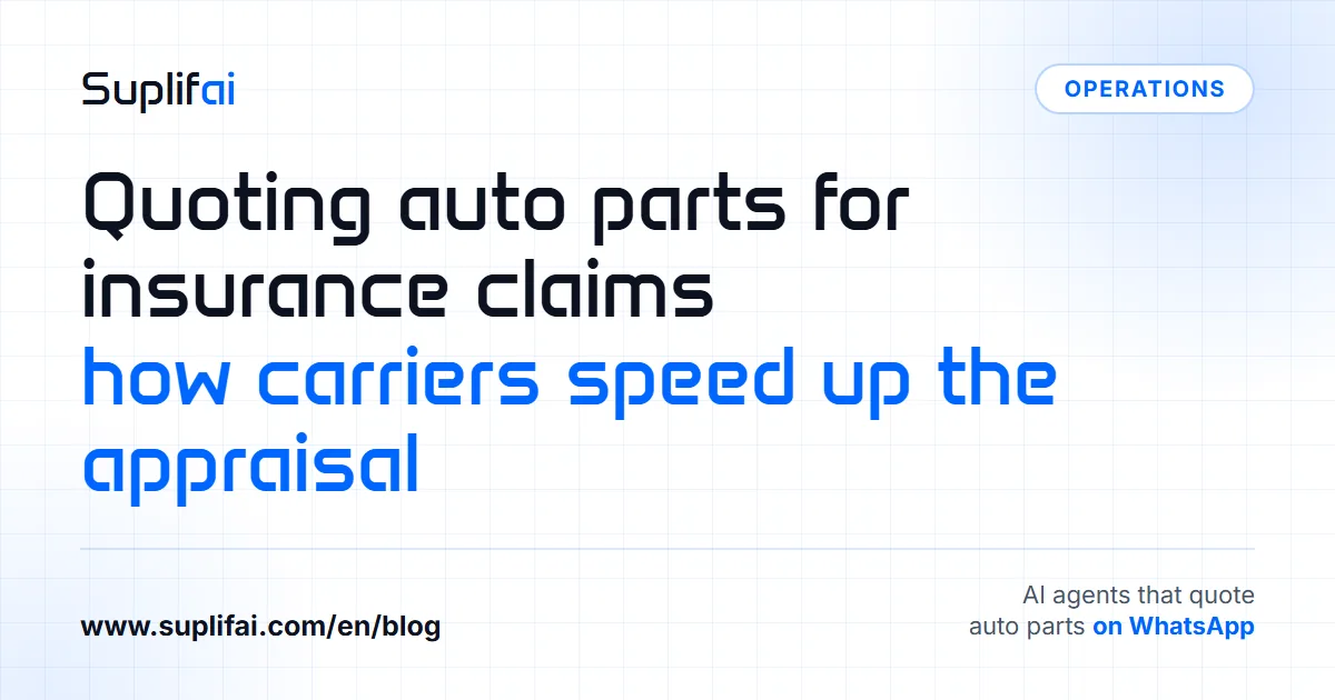 Quoting auto parts for insurance claims: how carriers speed up the appraisal — Suplifai