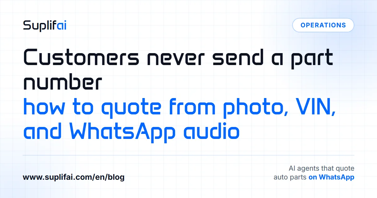 Customers never send a part number: how to quote from photo, VIN, and WhatsApp audio — Suplifai