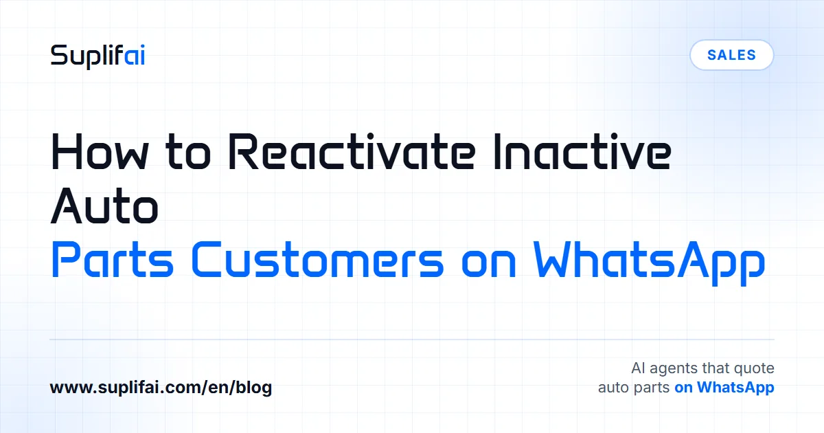 How to Reactivate Inactive Auto: Parts Customers on WhatsApp — Suplifai