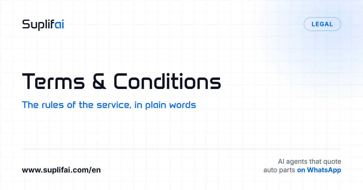 Terms & Conditions — The rules of the service, in plain words