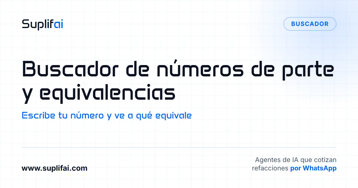 Buscador de números de parte y equivalencias — Escribe tu número y ve a qué equivale