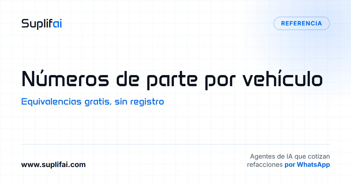Números de parte por vehículo — Equivalencias gratis, sin registro